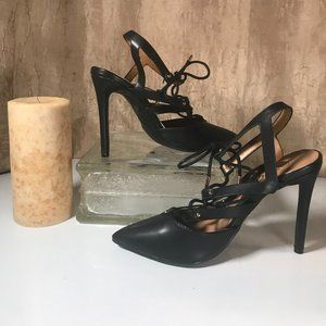 Lace up black heels size 7